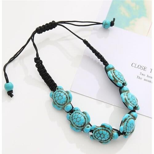 New Turtle Bracelet Women Turtle All-match Bracelets In Color Hawaiian Sea Turtle Bracelets Handmade Rope Chain Jewelry