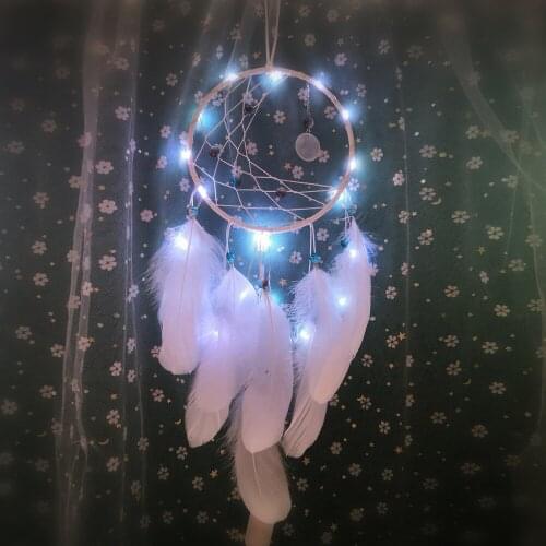 Popular style Ins Girl catching Dream net Feather pendant Lighting Creative hand Valentines Day Gift catch Dream net Wind Bell
