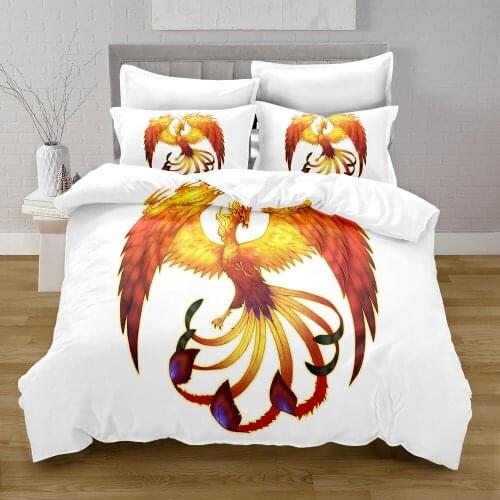 3D Printing Animal Style Quilt Cover with Pillowcase Bedroom Decoration Phoenix Bedding Queen Bedding Bedroom Set King Size Bed