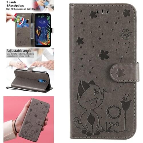 Transparent Cases For funda LG K12 Plus Bee PU Leather Flip Phone Pouch Cover LG capinha K40 Casa Protective Phone Case Cool