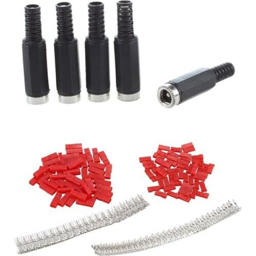 LBER 5 Pcs Female DC Power Socket with 300Pcs JST SYP 2-Pin Female & Male Red Plug Housing Crimp Terminal Connector Kit