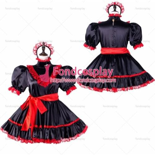 Sissy maid satin dress lockable Uniform cosplay costume Tailor-made[G2246]