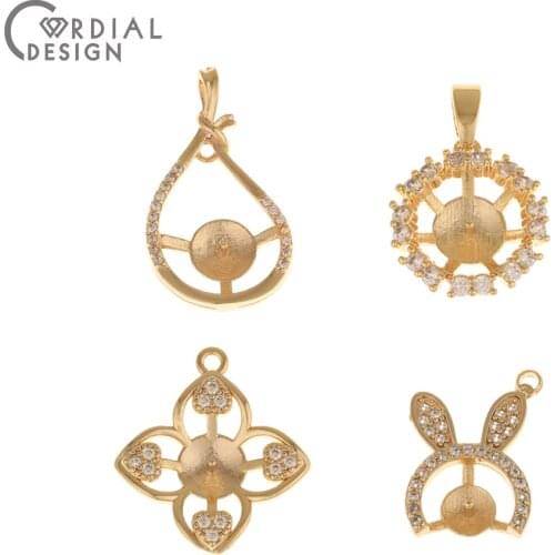 Cordial Design 20Pcs Jewelry Accessories/CZ Charms/Hand Made/Blank Tray/DIY Making/Genuine Gold Plating/Pendant/Earring Findings