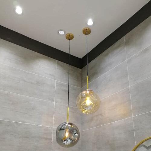 Nordic post-modern light luxury concave-convex glass ball chandelier creative art dining room living room chandelier lighting