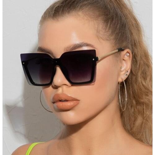 Square Metal Rimless Sunglasses Women Retro Style Gradient Rimless Sunglasses for Women Female Shades Eyewear 2021