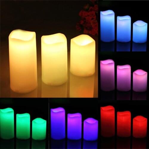 3pcs/lot RGB Flicker Candles Tea Lights 18 Keys Remote Control For Christmas Easter Holiday Candle Halloween Home Decoration Led
