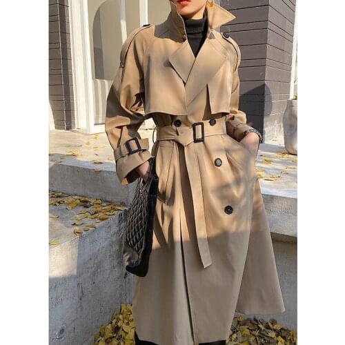 Hepburn Windbreaker Womens Mid Long 2021 Autumn New High End Casual British Style Tooling Coat