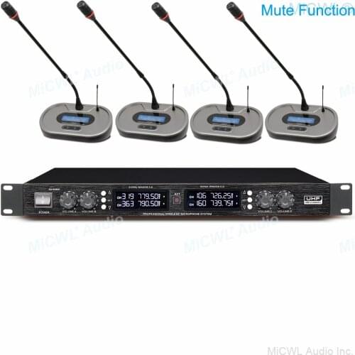 High-end Wireless Conference Meeting Room Microphone System 4 Desktop Gooseneck Professional Digital System Mute Button
