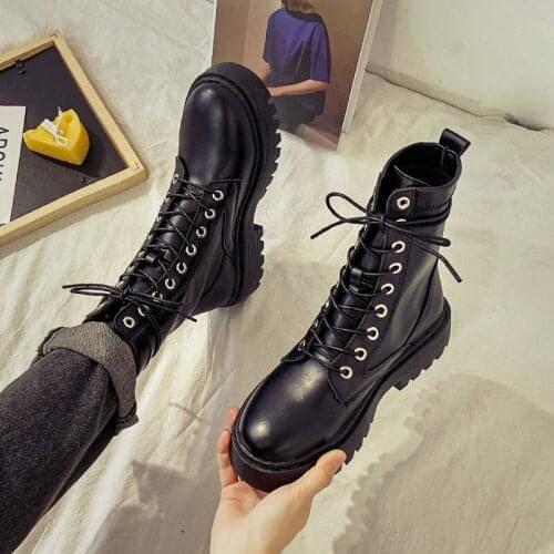 2021 Summer Women White Black PU Leather Suede Boots Round Toe Lace Up Shoes Woman Fashion Motorcycle Platform Botas