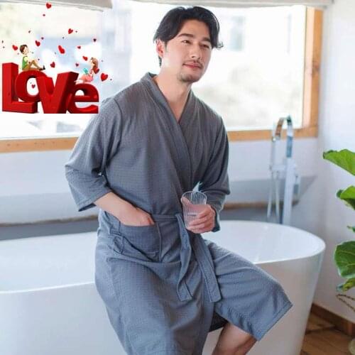 Women Men Bath Robe Waffle Shower Sleepwear Nightgowns Robe Male Female Bathrobe Long Woman Man Pajamas Plus Size Vacation