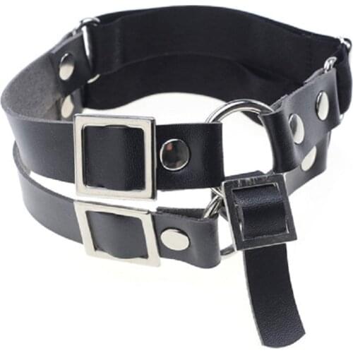 Women Sexy Harajuku Handmade Punk Leather Leg Ring hot Rock Goth Garters Stud O-rond Double Row Elastic suspender Free Shipping