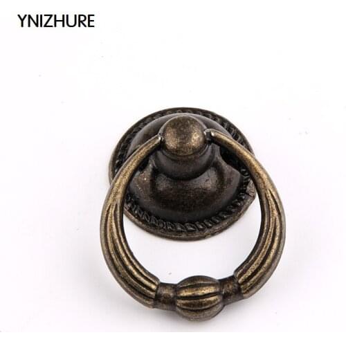 10 PCs Puxador Kitchen Handles Vintage Zinc Alloy Pulls Round Ring Handle Antique Drawer Knobs Bronze Cabinet Furniture