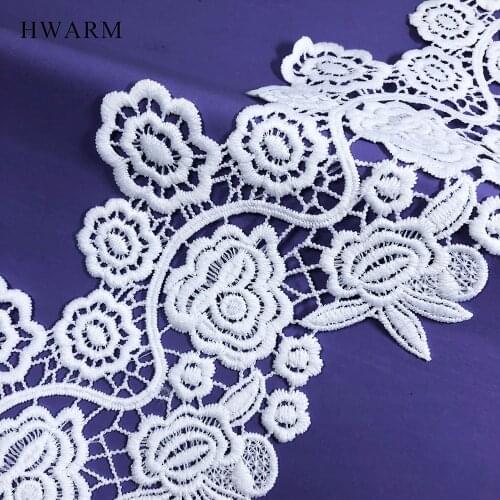 10yard High Quality Arc Flower White Sewing Trim African Arts Craft Lace Fabric Ribbon 11cm DIY Women Wedding Dress Accessories