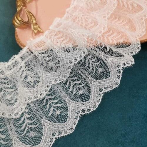 2Meters Double Layers Mesh Pleated Lace Collar Neckline Off White Ruffle Trim Embroidery Ribbon Dress Garment Decor 9cm Width