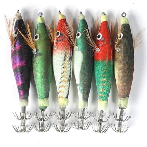 20Pcs Artificial Shrimp Bait 6cm Squid Jigs Hook Fishing Lure Octopus Cuttlefish Jigging Tackle