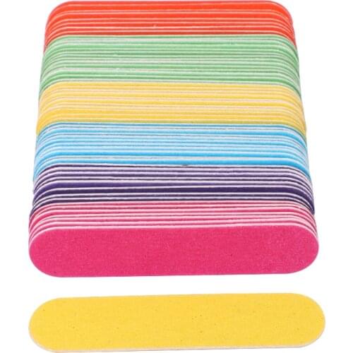 200Pcs Mini 9*2CM Professional Wooden Nail Files Wood Sandpaper Double-Sided Nail Buffer Colorful Emery Board Straight Files Set