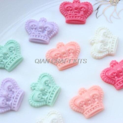 200pcs mixed colors Princess Crown Resin cabochon flatback decoden jewelry findings 23mm