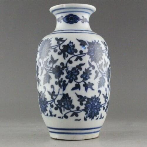 5 Inch Rare Blue and White Porcelain Flower Vase of Chinese Antique Collection Ornaments Bottles Desk Decoration Gift