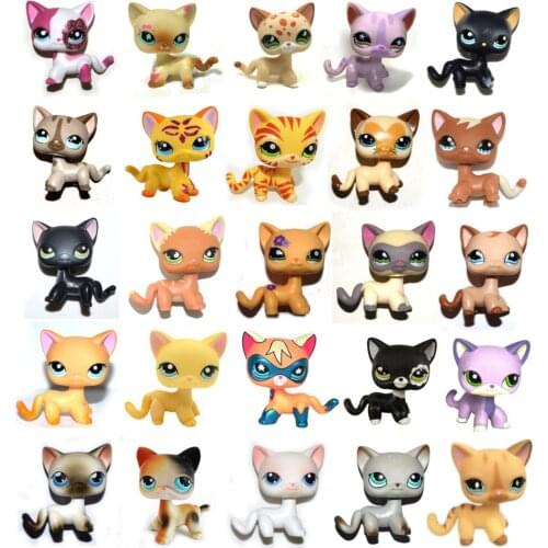 Lot of 5 Random Select Pet Shop Short Hair Cat Kitty Animals Loose Figure Toy Doll Set