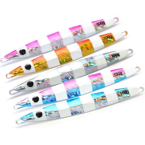 5PCS Deep sea Fishing Silvery Jigging Slow sinking Jig Hook Lure Jigbait spoon baits 100/120/150/200g