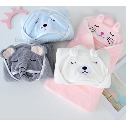 Baby Towel Newborn Bath Comfortable Soft Baby Hooded Bathrobe Cute Animal Beach Microfiber Fabric Towel Kids Babies Blanket