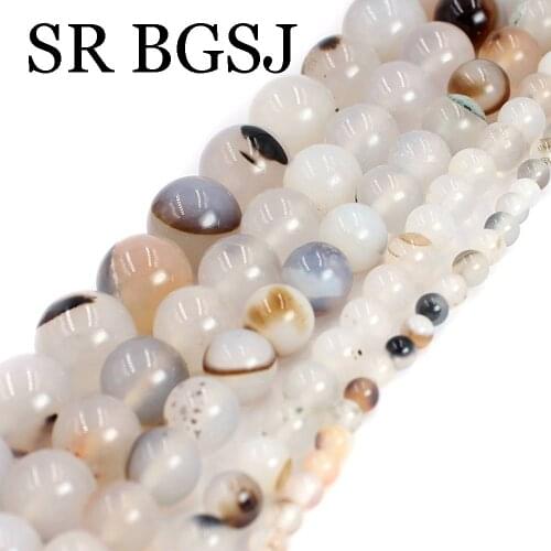 Free Shipping 4-12mm Round Natural Grey Leaf Agat Onyx Gems Stone DIY Jewelry Handwork Wholesale Beads 15"