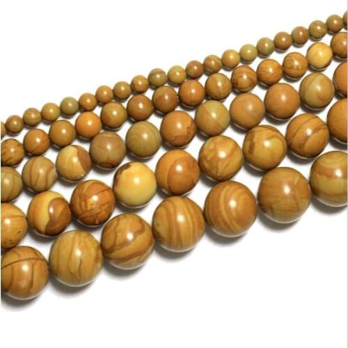 Natural Round Beads Woodgrain Jasper Loose Bead 4/6/8/10mm for DIY Jewelry Making Bracelet Accessories
