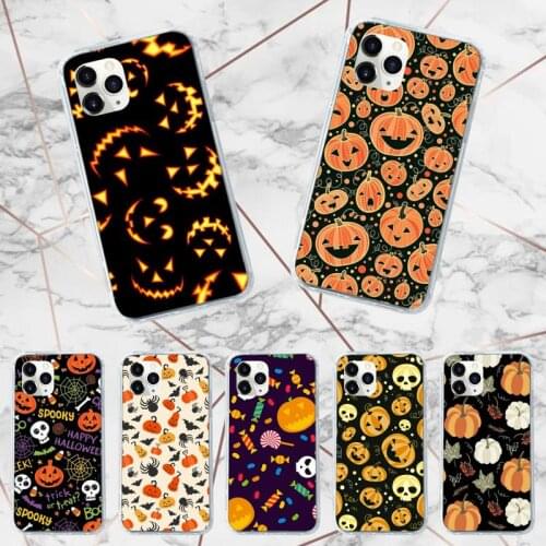 Funny Spooky Skull Pumpkin Boo Halloween Phone Case for iPhone 11 12 pro XS MAX 8 7 6 6S Plus X 5S SE 2020 XR funda coque