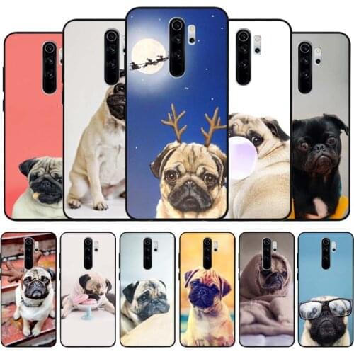 Cute Pug Dog funny black Silicone Phone Case For Redmi note 9 8 7 Pro S 8T 7A Cover
