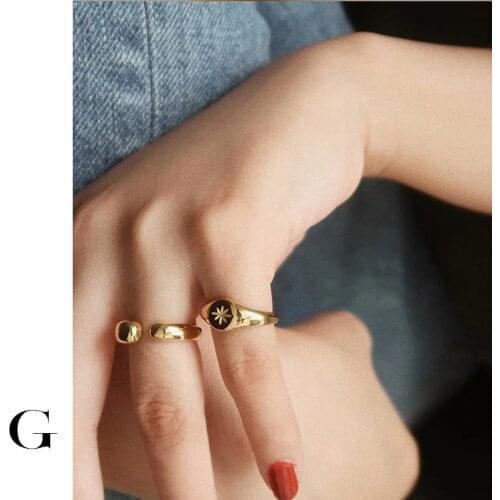 GHIDBK 2020 Fashion 316L Stainless Steel Irregular Rings for Women Textured Delicate Star Ring Minimalist Street Style Jewelry