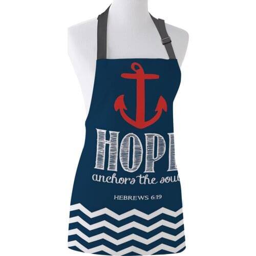 Kitchen Apron Hope Anchor Ripple Adjustable Canvas Aprons for Men Women Kids Home Cleaning Tools