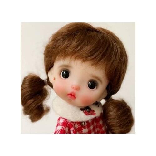 OB11 doll hair 1/8 simulation fashion delicate bangs thin face short hair plus small braids cute short hair light yellow mohair