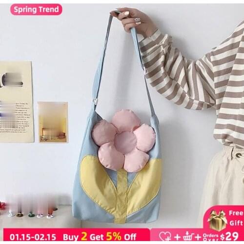 Fashion Design Women Flower Tote Messenger Bag Large Capacity Ladies Shoulder Shopping Bags Lovely Girls Student Daily Handbags
