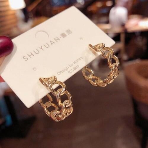 ZN Trendy Charm Hollow Chain Circle earring Gothic Punk Personality Unusual Design Geometry earrings Women Fashion Jewelry Gifts