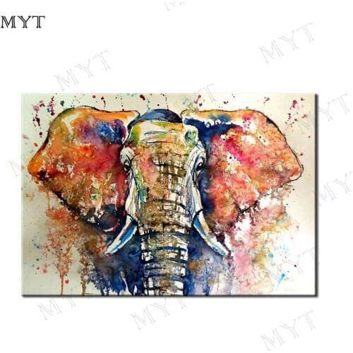MYT Free Shipping Oil Painting Pop Art Color Elephone Wall Art Canvas Handpainted Pictures For Living Room And Bedroom No Frames