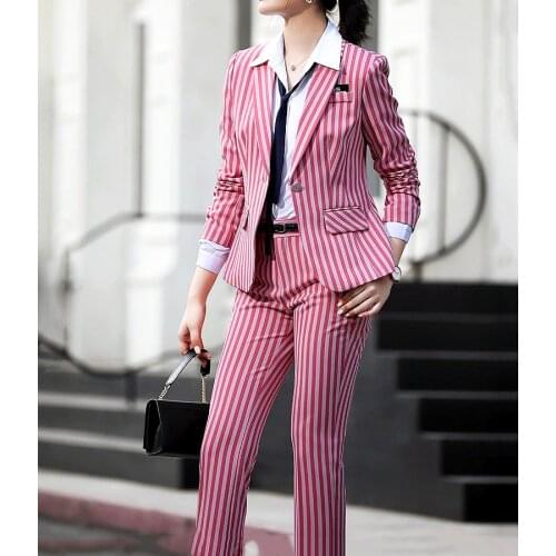 New Slim Womens Blazer Pants Autumn Elegant Women Office Suit Two Piece Set Women Trouser Suits Formal Work Clothes S-4XL LS094