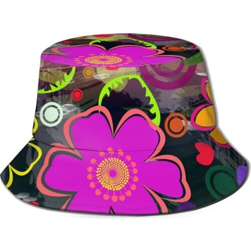 CINESSD Floral Flowers Decorative Ornaments Unisex Casual Sun Hat Bucket Hat for Men Women Bob Caps Summer Fisherman Hat Panama