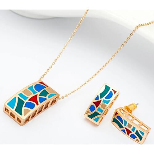 R&X Fashion Joias Engagement Woman Costume Ouro Bridal Jewelry Sets Gift Sets Fine Jewelry Necklace/earrings Heart Sieraden