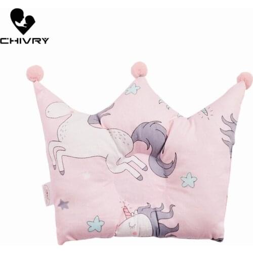 Newborn Shaping Pillows Baby Cattoon Unicorn Pattern Pillow Sleeping Support Prevent Flat Head Cushion Crown Shape Infant Pillow