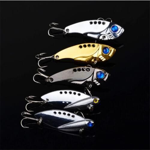 1Pcs Metal VIB Lures 5cm 11g vivid Vibrations Spoon Lure Fishing bait Bass Artificial Hard Bait Cicada lure VIB Bait 3D Eyes
