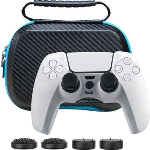 PS5 Game Handle Storage Bag Set PS5 Handle Pressure Resistant Portable Portable Protection Hard bag + Silicone Cover Set
