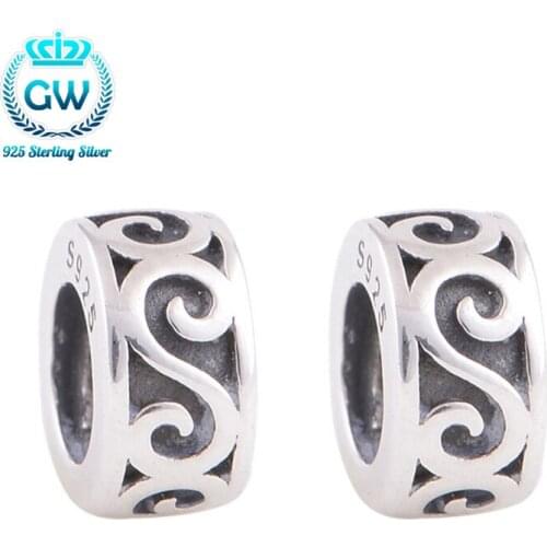 2Pcs/Lot Silver 925 Jewelry Silver Bead Spacers Diy Spacers For Bracelets Beads & Jewelry Making GW Brand Jewellery T109
