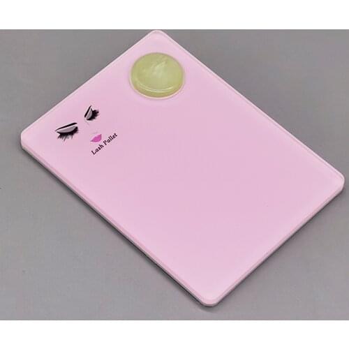 Pink Acrylic Eyelash Extension Pallet Holder Pad Lash Tray Tool + Jade Stone