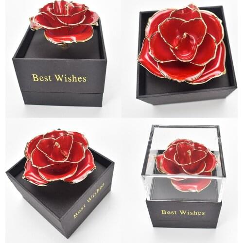 24K Gold Plated Rose Jewelry Box with Transparent Cover for Birthday Girlfriend Love Gift Best Gift Mother Day