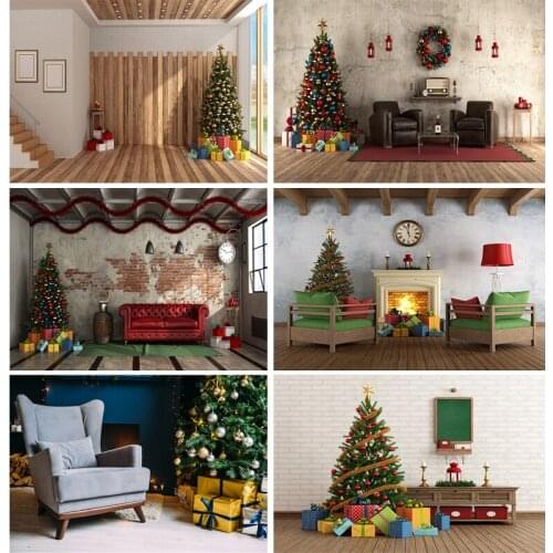 SHUOZHIKE Christmas Photography Backdrops Room Tree Party Baby Portrait Photo Background For Photo Studio Props 20106ZSD-02