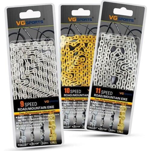 VG Sports Bicycle Chain Mountain Road Bike Semi-hollow Gold Silver Chain 8 9 10 Speed Bike chain for Cycling Bicycle Accessories