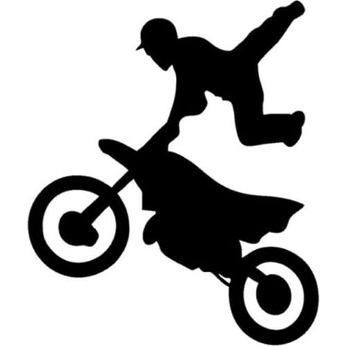 Car Sticker Freestyle Motocross Car Sticker Cartoon Body Sticker Car Model Decal Waterproof Cover Scratch Black/White, 16cm*14cm
