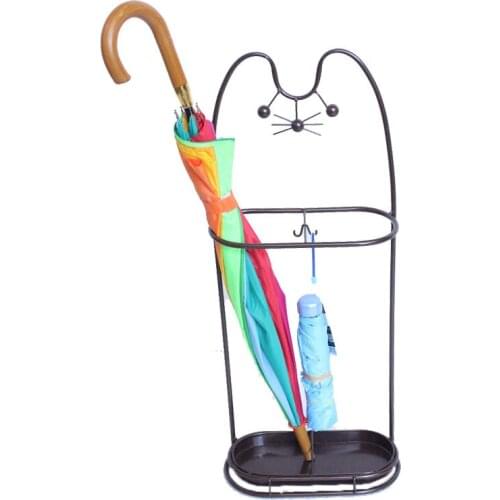 Concise Inn Home Offices Umbrella Stand Cat ShapeIron Art Long Short Framework Umbrella Barrel Hotel Lobby Umbrella Storage Rack