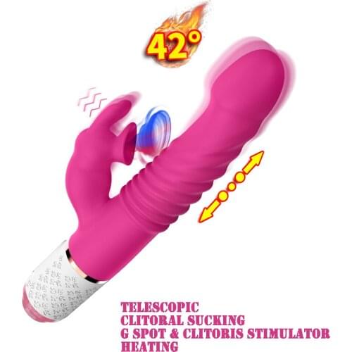Telescopic Dildo G Spot Rabbit Vibrator for Women Clitoris Sucking Vibrate Heating Vagina Stimulator Massage Adult Toy Sex Shop