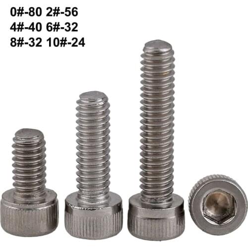 10Pcs UNC American Standard Hexagon Cap Head Screw 304 Stainless Steel Hex Socket Head Cap Screw 0# 2# 4# 6# 8# 10
